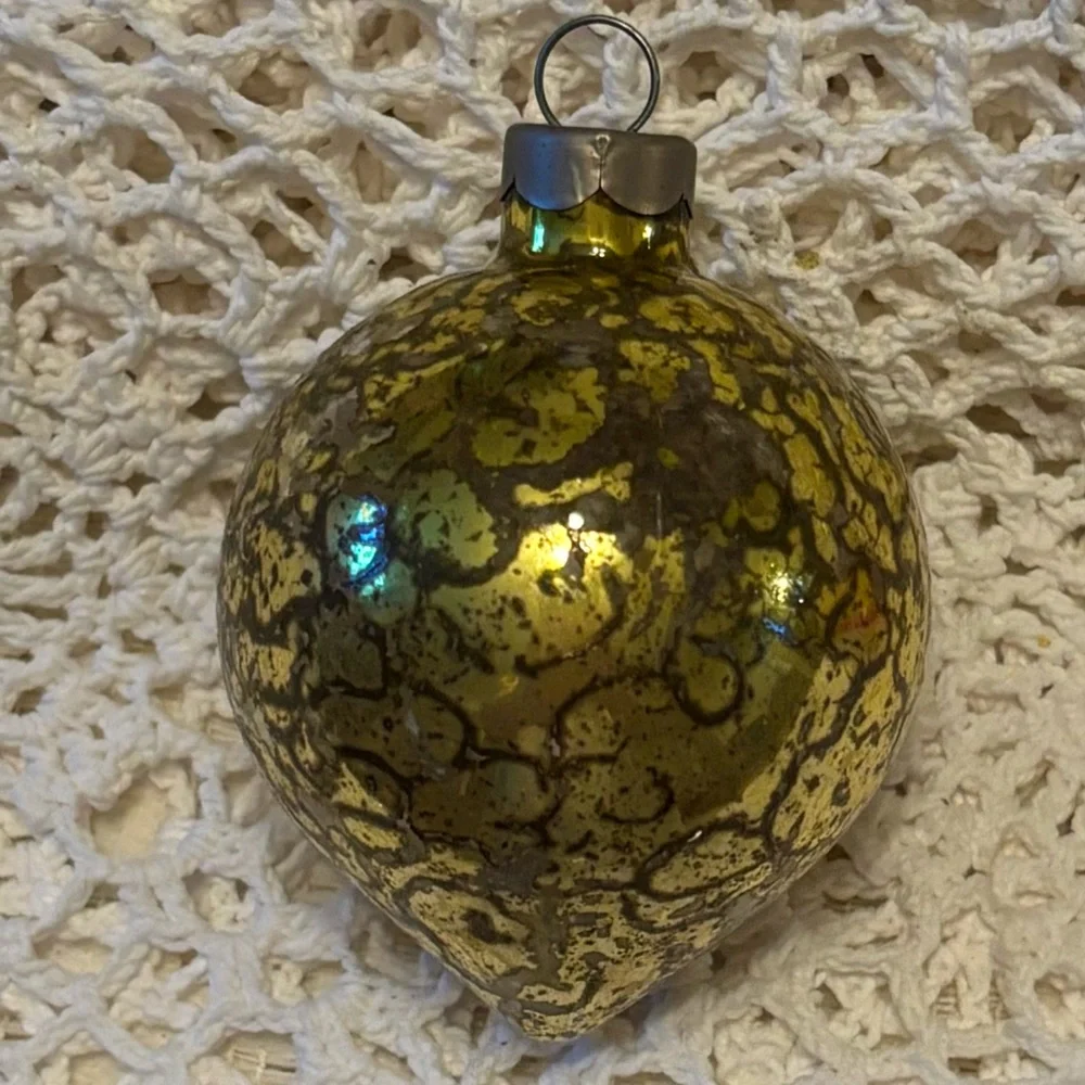 Shiny Brite Vintage Christmas Ornaments Set Mercury Glass Gold Green White Red